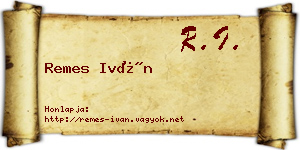 Remes Iván névjegykártya